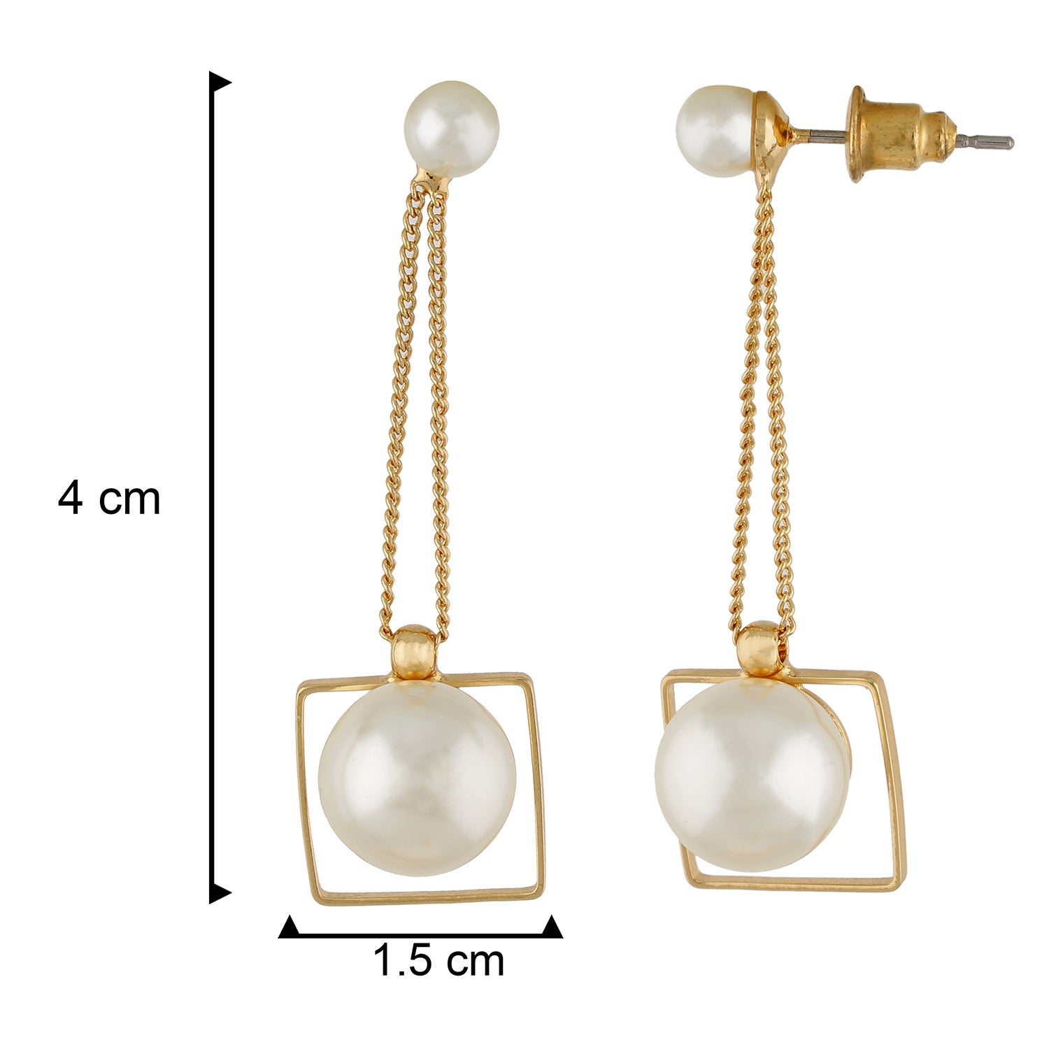 Stunning Gold Colour Square Shape Pearl Earring for Girls and Women