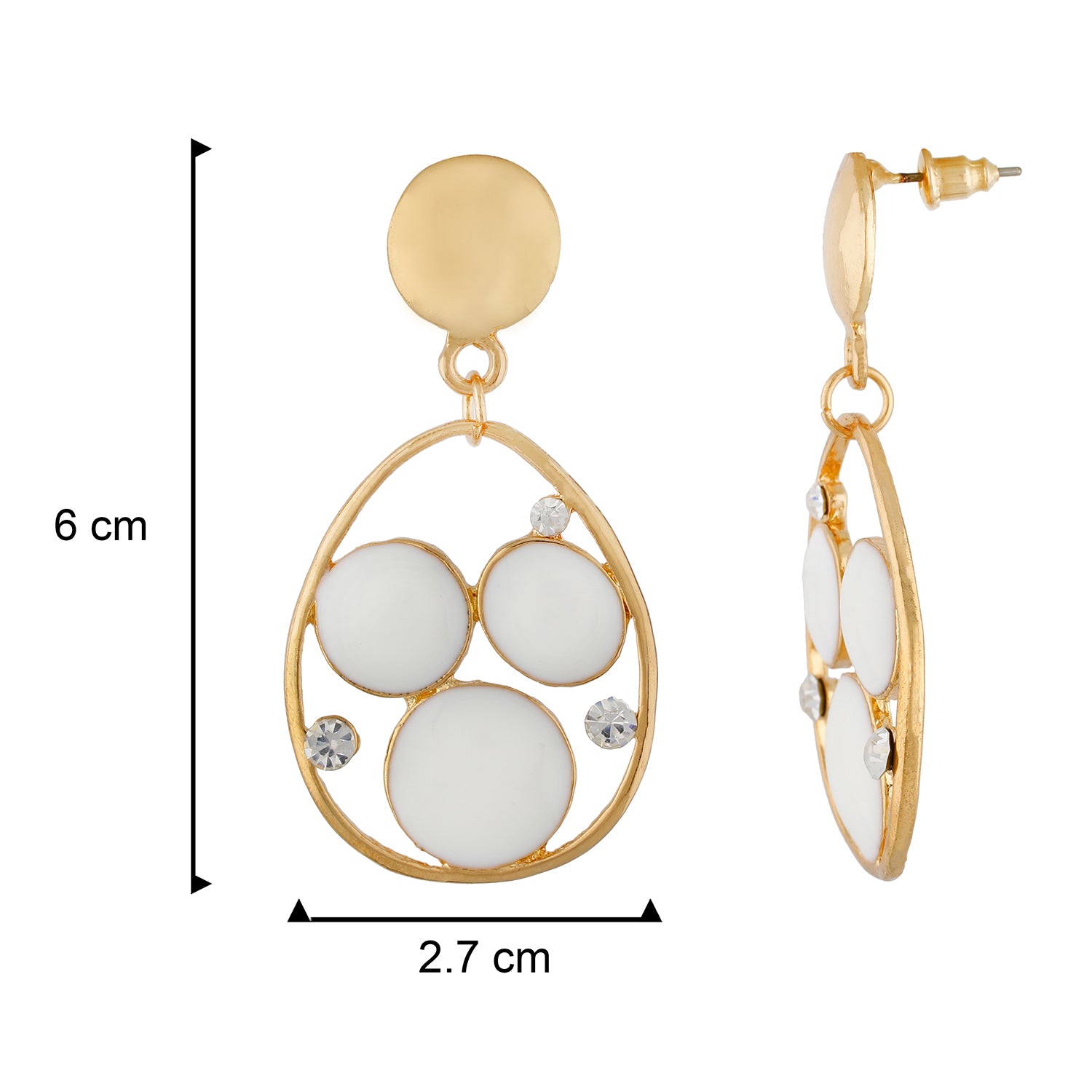 Stylish White and Gold Colour Drop Shape Earring for Girls and Women