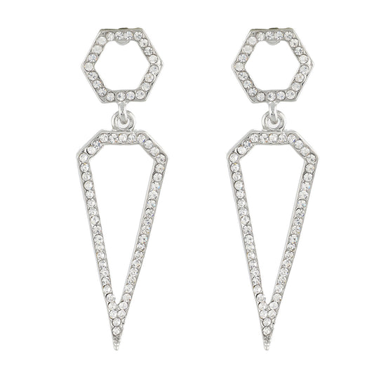 Dazzling Silver Colour Geometrical Design Earring for Girls and Women