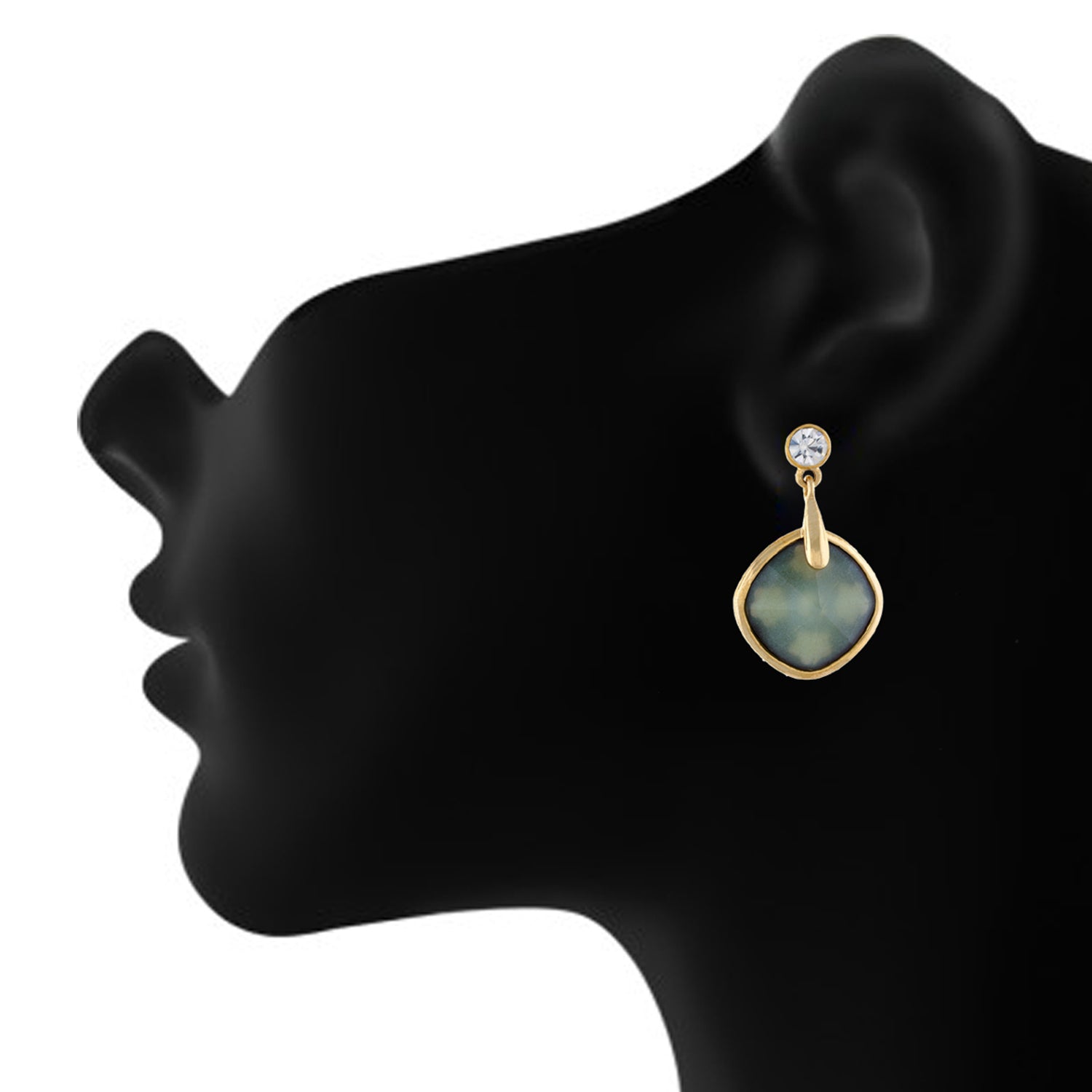 Green colour Rohmbus Design Hanging Earrings for Girls and Women