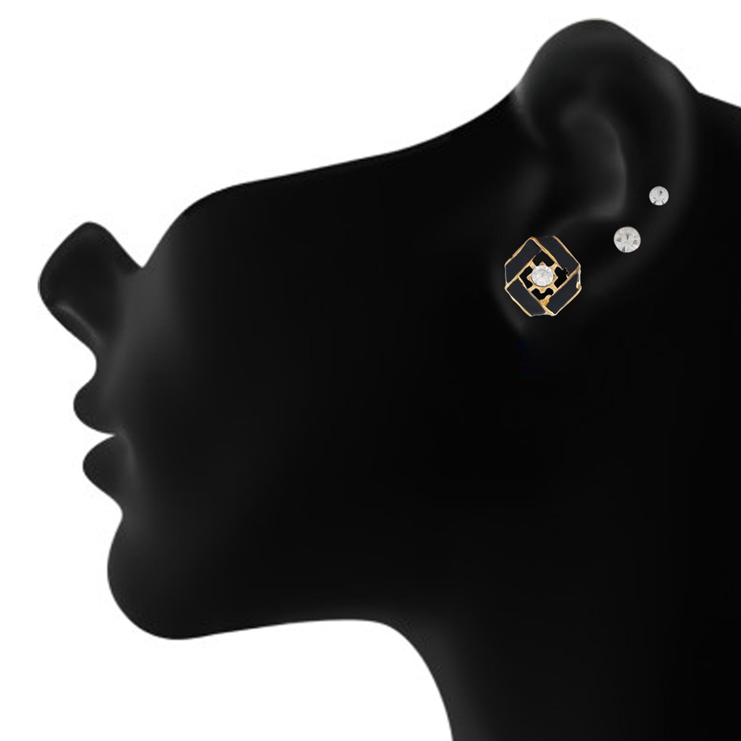 Black colour Geometrical design  Studs for girls and women