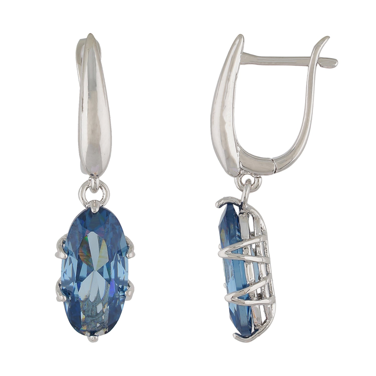 Impressive Blue and Silver Colour Oval Shape Earring for Girls and Women