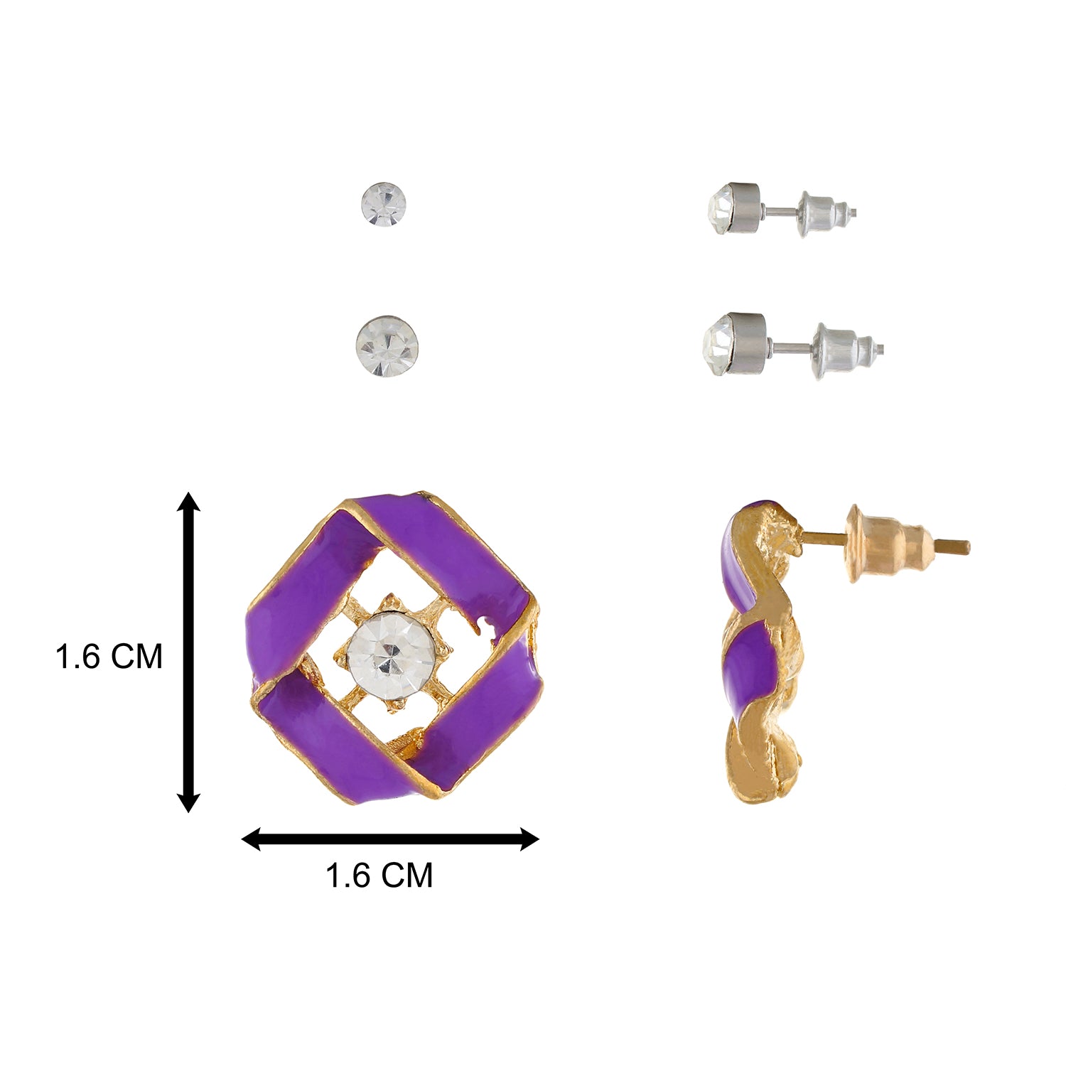 Purple colour Geometrical design  Studs for girls and women