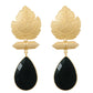 Gold Plated Leaf Fashion Designer Earrings Brass Jhumki for Girls and Women (Black)