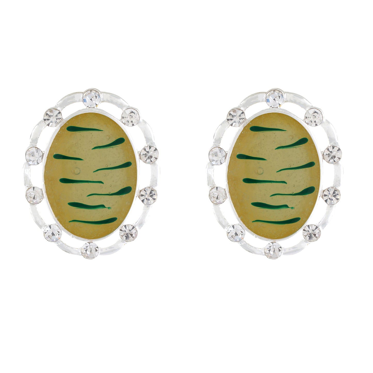 Cream colour Oval Design  Stud Earrings for Girls and Women