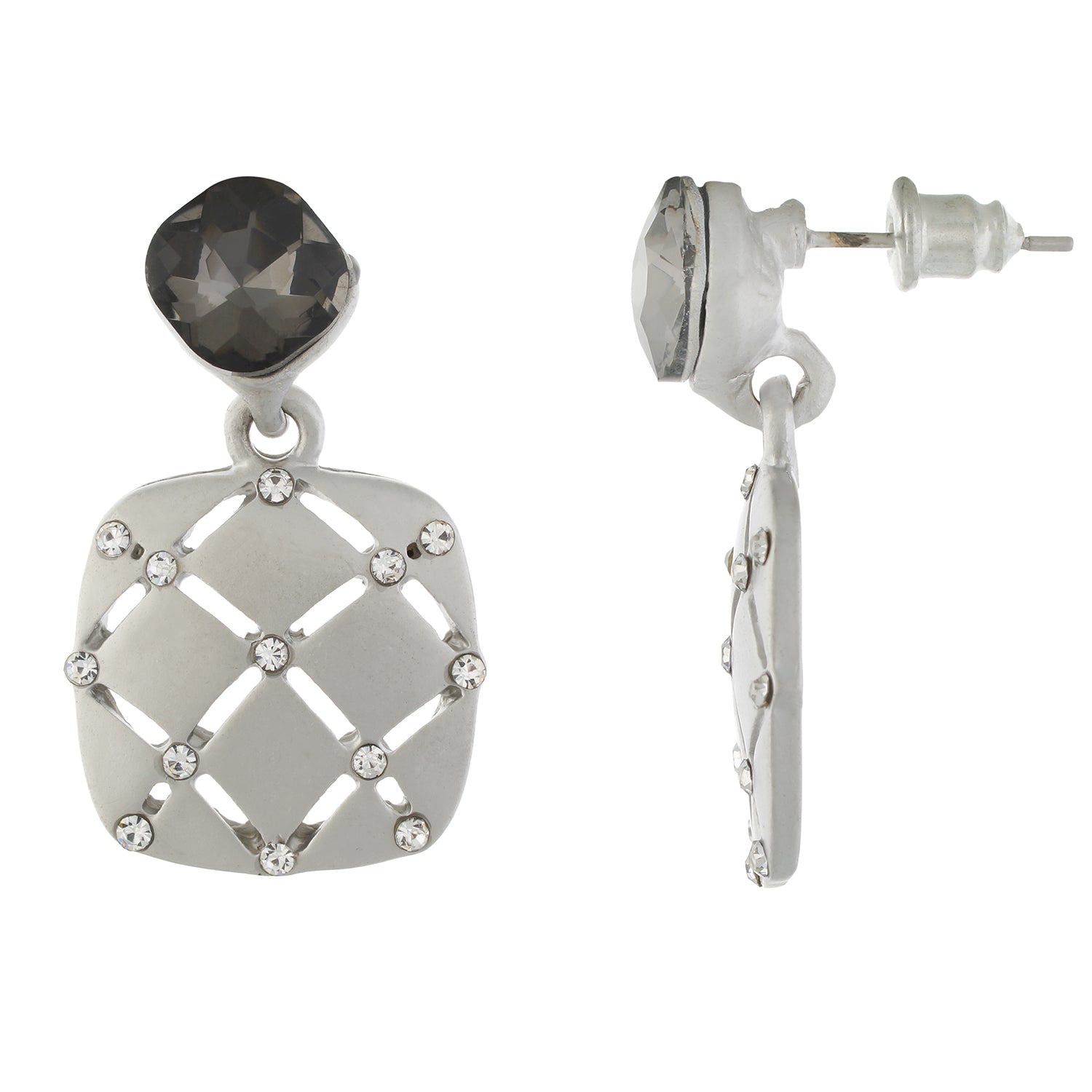 Silver colour Geometrical Design Hanging Earrings for Girls and Women