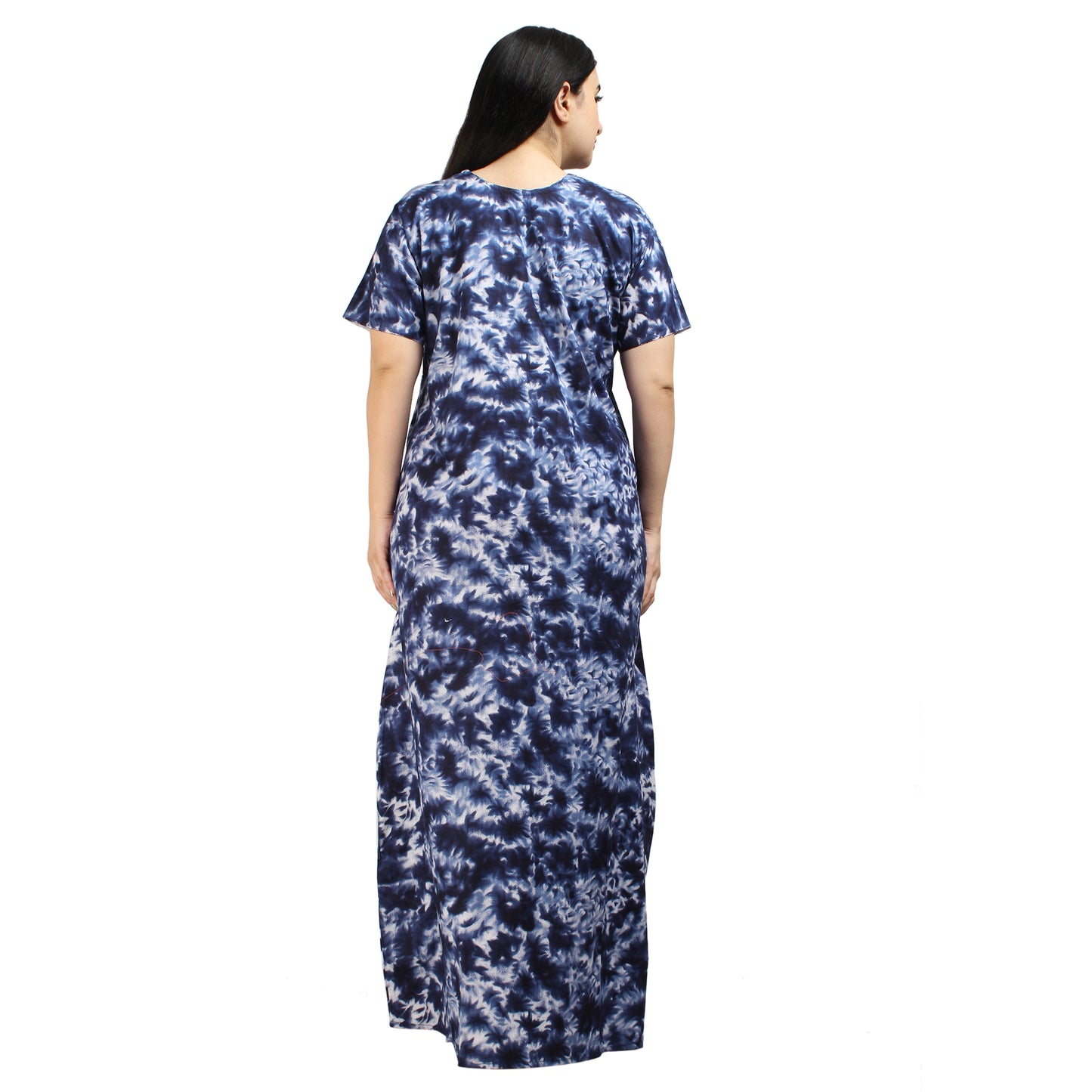 Printed Cotton Nighty For Women - Blue