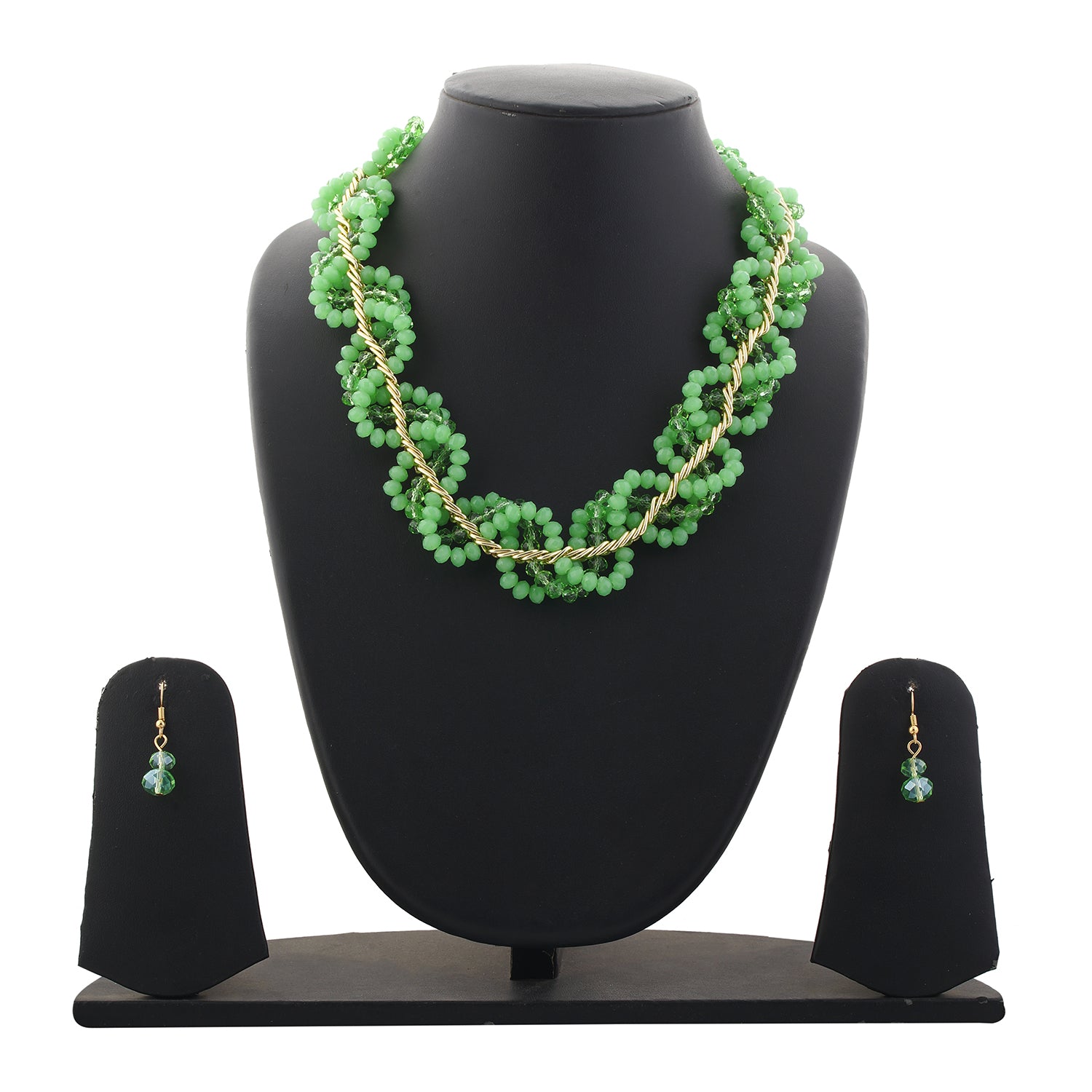 Five Layer Crystal Beads Necklace ( Light Green)