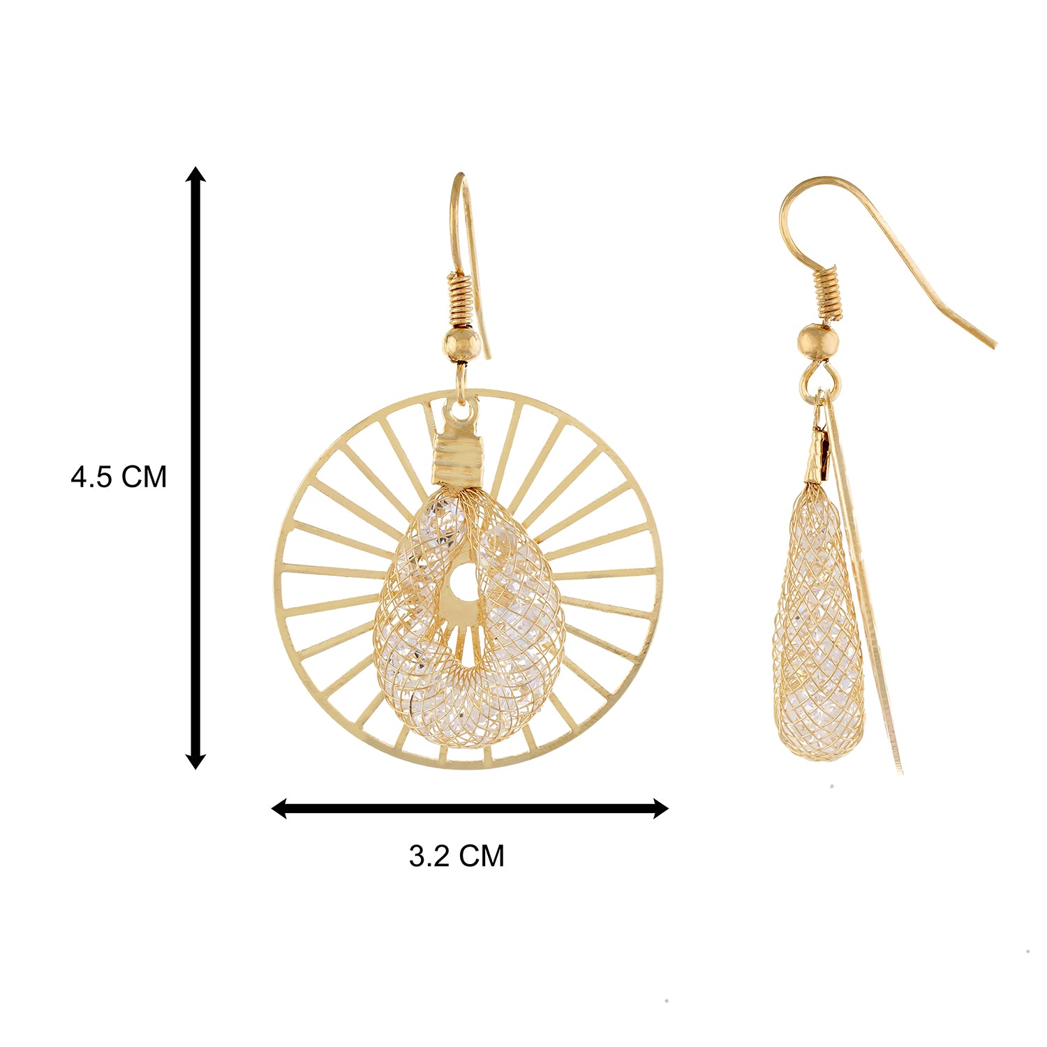 Gold colour Round Design Hanging Earrings for Girls and Women