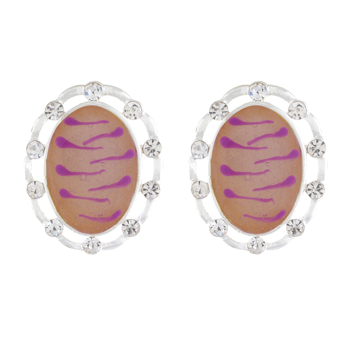 Pink colour Oval Design  Stud Earrings for Girls and Women