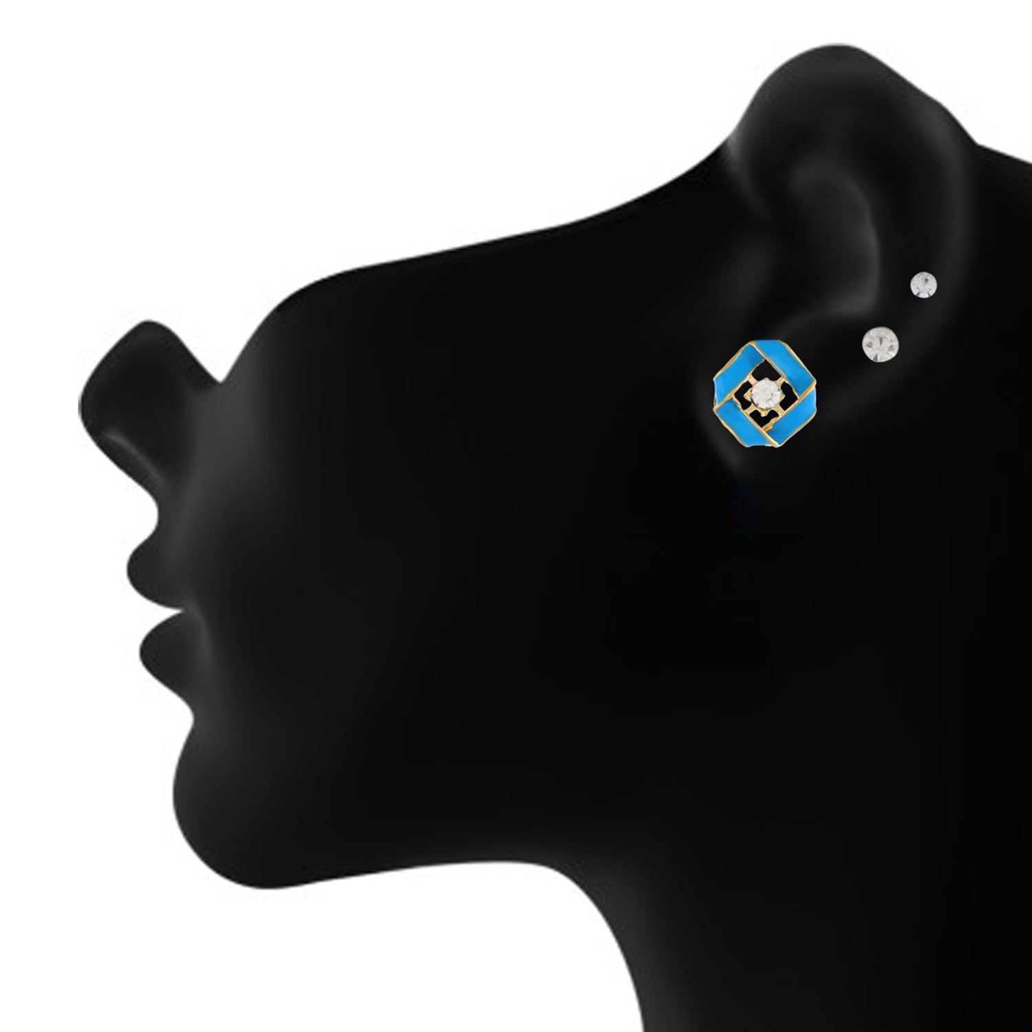 Blue colour Geometrical design  Studs for girls and women