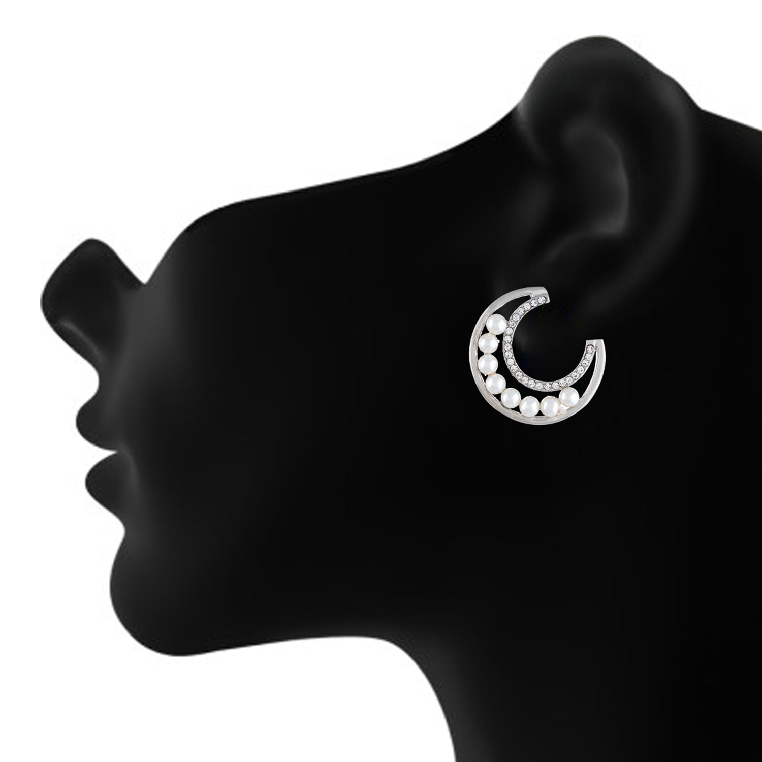 Crescent Moon Earrings with Moonstone Sterling Silver – Boho Magic Jewelry