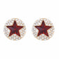 Red colour Round shape Studded Earring