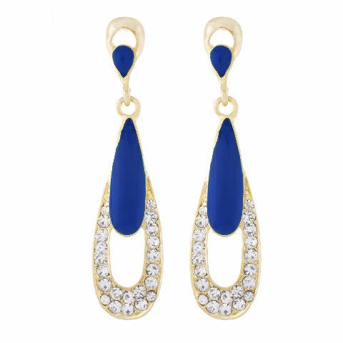 Blue colour Drop  shape Enamel Earring