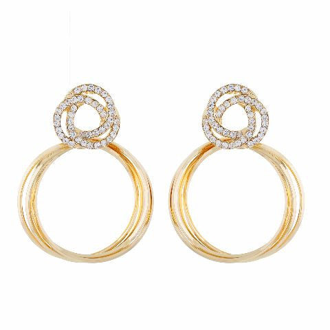 Gold colour Round shape Studded Earring