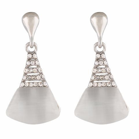 Silver colour Cone shape Stone Studded Earring