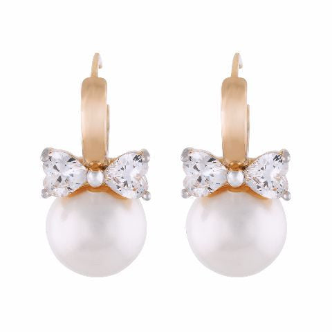 Gold colour round shape Pearl Earring