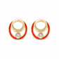Red colour round shape Enamel Earring