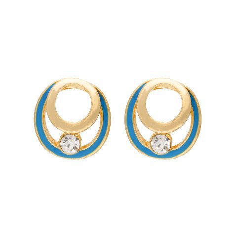 Blue colour round shape Enamel Earring