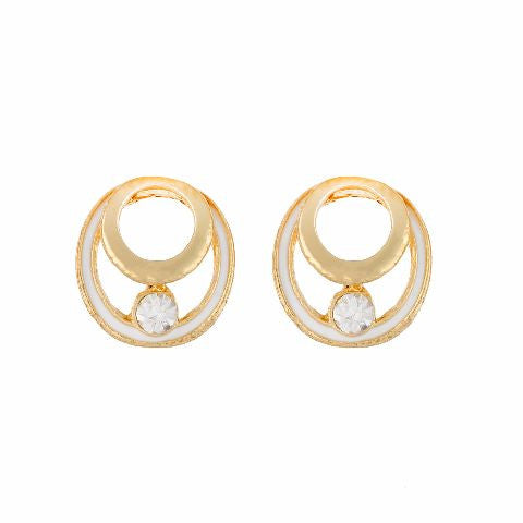 White colour round shape Enamel Earring