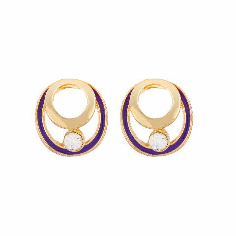 Purple colour round shape Enamel Earring