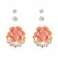 Pink colour Rose shape Stone Studded Earring