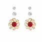 Red colour Round shape Stone Studded Earring