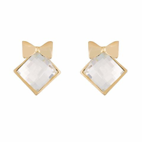 White colour diamond shape Stone Studded Earring