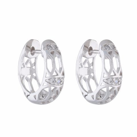 Silver colour Bali shape smart carving Earring