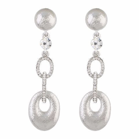 Silver colour oval shape smart carving Earring
