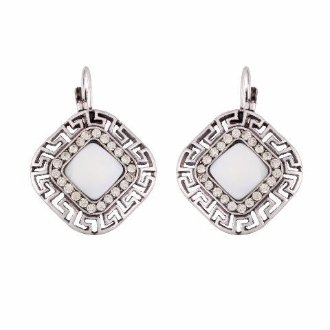 Silver colour Daimond shape Stone Studded Earring