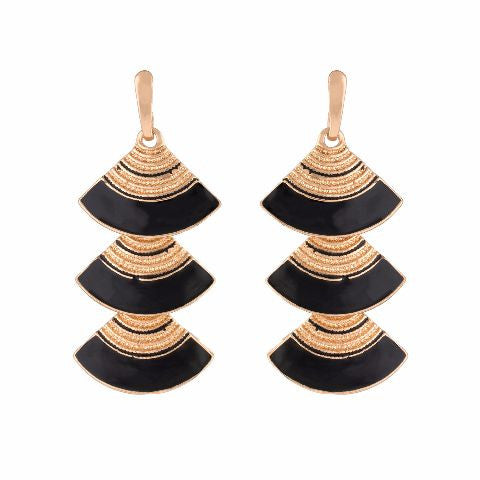 Black colour Triangle shape Enamel Earring