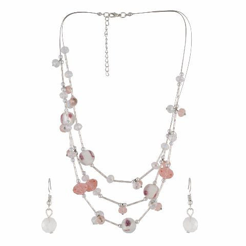 White and Pink colour Western design Necklace Set