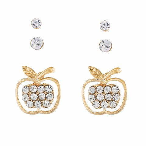 Gold colour Apple shape Stones Studded Earring