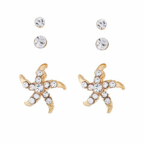 Gold colour Floral shape Stones Studded Earring