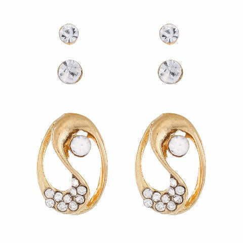 Gold colour Oval shape Stones Studded Earring