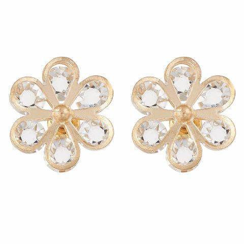 Gold colour Floral shape Crystal Earring