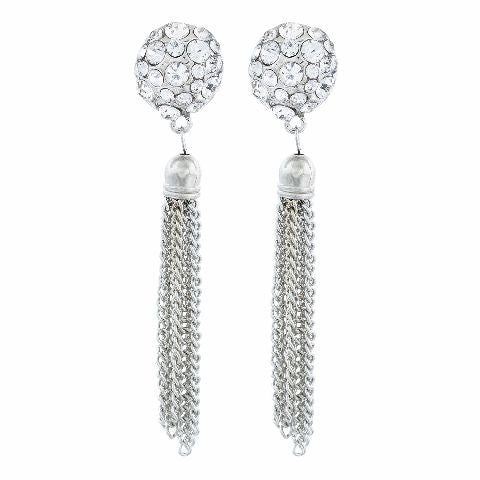 Silver colour Ball shape Stones Studded Earring