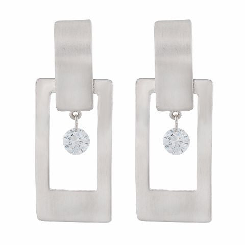 Silver colour Rectangular shape Smartly Crafted Earring