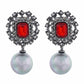 Grey colour Round Pearl Earring shape Pearl Earring