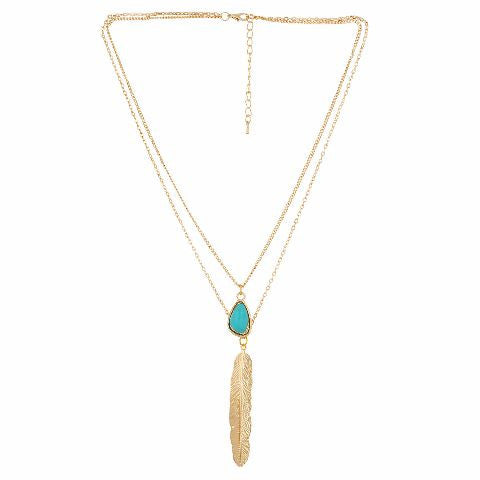 Gold and Turquoise Blue colour Western design Necklace