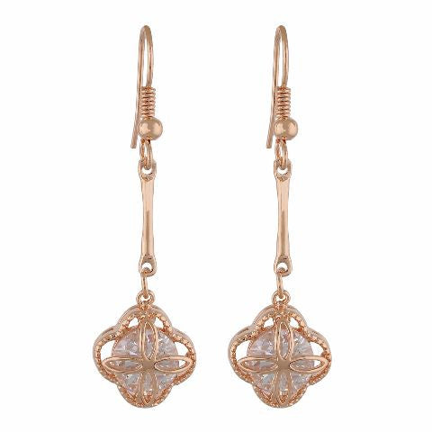 Rose Gold colour Floral shape Stone Studded Earring
