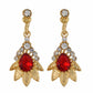 Red and Gold colour Floral shape Stone Studded Earring