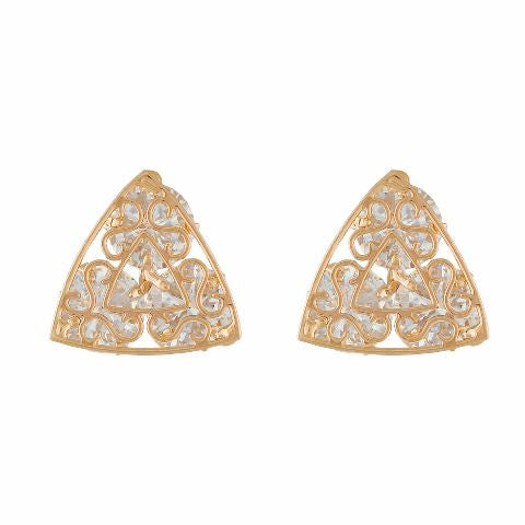 Gold colour Triangle shape Stone Studded Earring