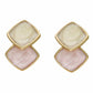 Pink, cream and gold colour Rhombus shape Enamel Earring