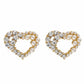 Gold colour Heart shape stone and pearl studded Earring