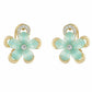 Green and Gold colour Floral shape Stone Studded Earring