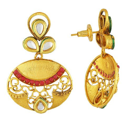 Buy Women's Round Gold-Plated Earrings Maang Tikka By Bindhani