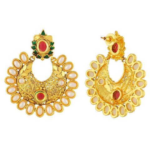 Flipkart.com - Buy SBB Red Colour Chandbali Earrings Pearl Alloy Chandbali  Earring Online at Best Prices in India