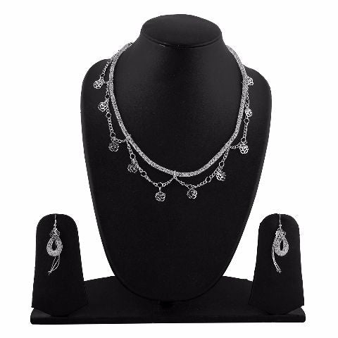 Silver colour Traditional design Necklace Set